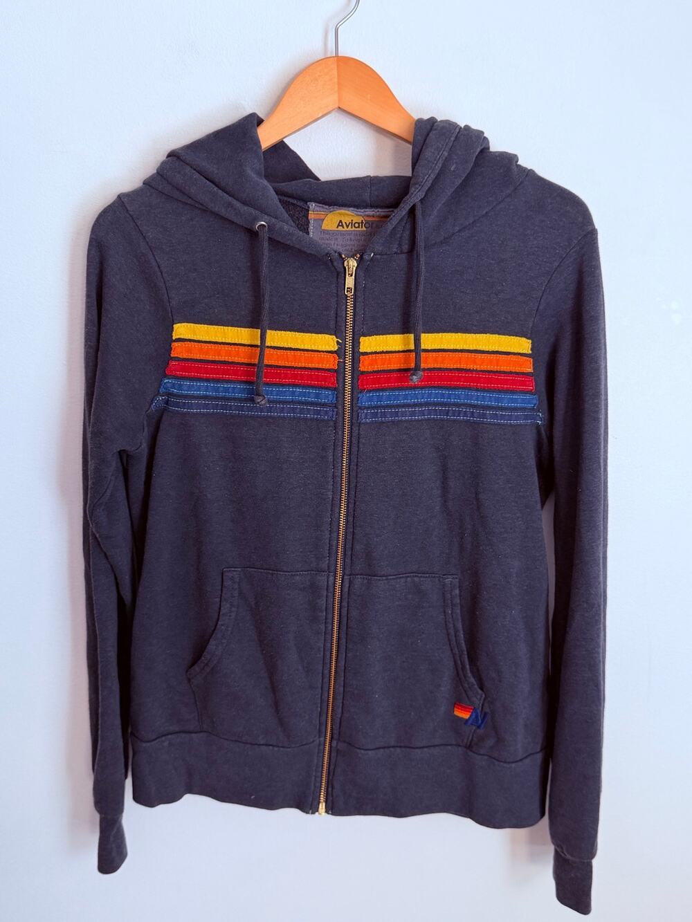 Aviator Nation 5-stripe zip-up hoodie size medium